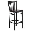 Flash Furniture Metal Restaurant Bar Stool in Black and Walnut
