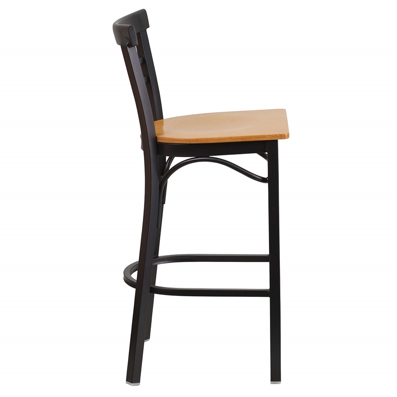 Flash Furniture Metal Restaurant Bar Stool in Black and Natural