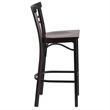 Flash Furniture Metal Restaurant Bar Stool in Black and Walnut