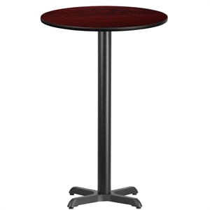Flash Furniture 24&quot Round Laminate Wood Top Bar Table in Black/Mahogany