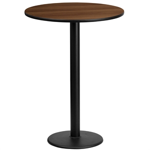 Flash Furniture 24&quot Round Restaurant Bar Table in Black and Walnut