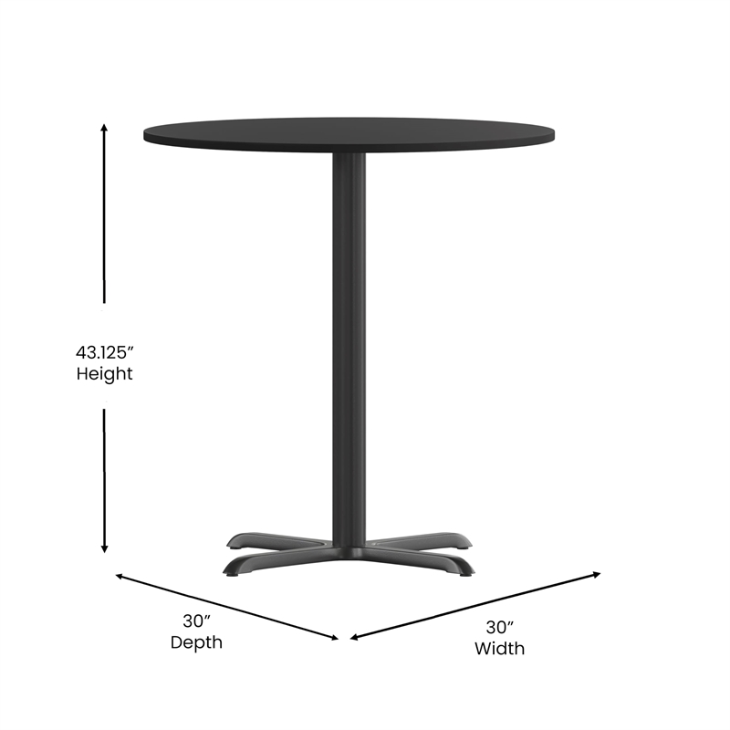 Flash Furniture 30Rd Laminate Table-X-Base In Black