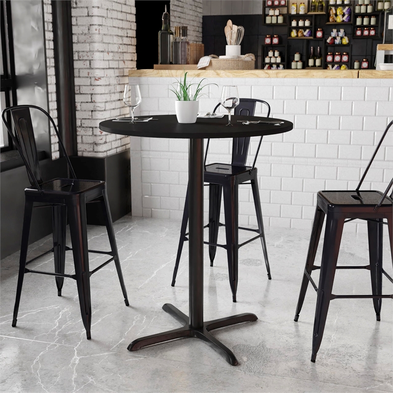 Flash Furniture 36Rd Laminate Table-X-Base In Black