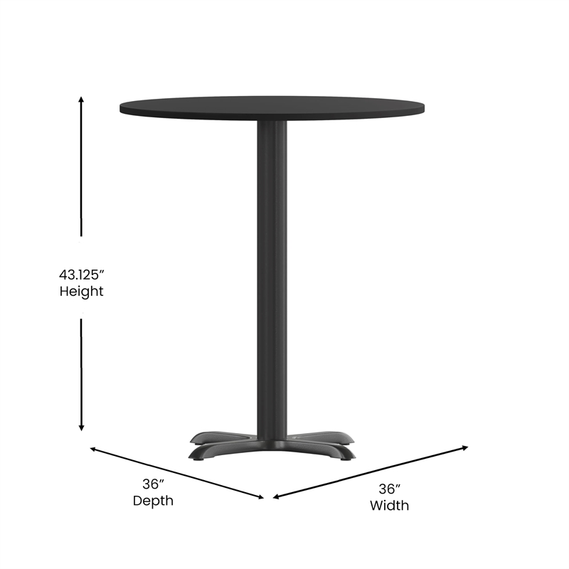 Flash Furniture 36Rd Laminate Table-X-Base In Black