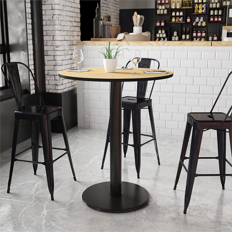 Flash Furniture 36Rd Laminate Table-Rd Base In Black
