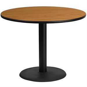 flash furniture contemporary laminate top round base restaurant dining table in natural and black