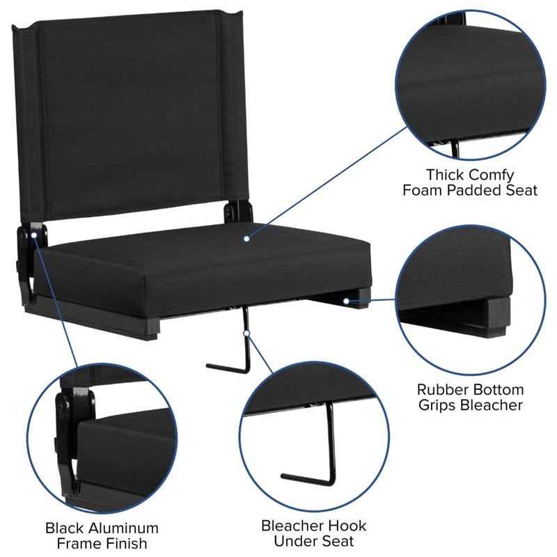 Flash Furniture Grandstand Comfort Seat in Aluminum Frame - Black
