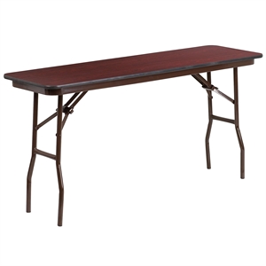Flash Furniture 60&quot x 18&quot Melamine Top Folding Table in Mahogany