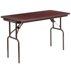flash furniture contemporary melamine top folding table in mahogany