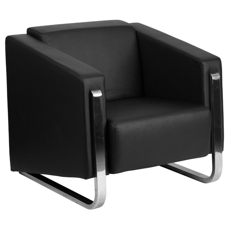 Flash Furniture Gallant Leather Reception Chair in Black | Cymax Business