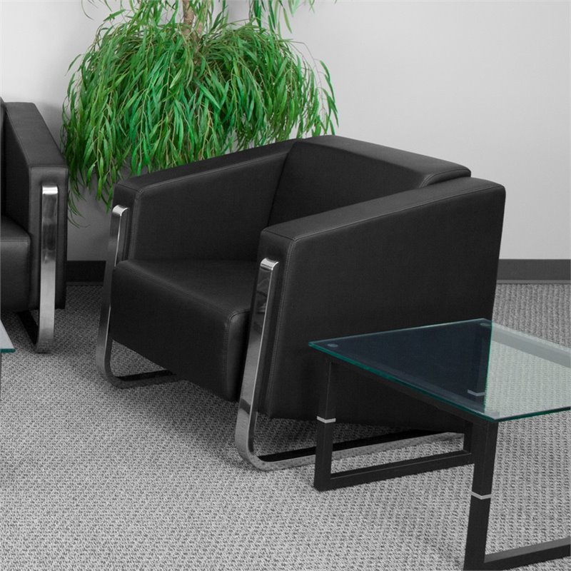 Flash Furniture Gallant Leather Reception Chair in Black Cymax Business