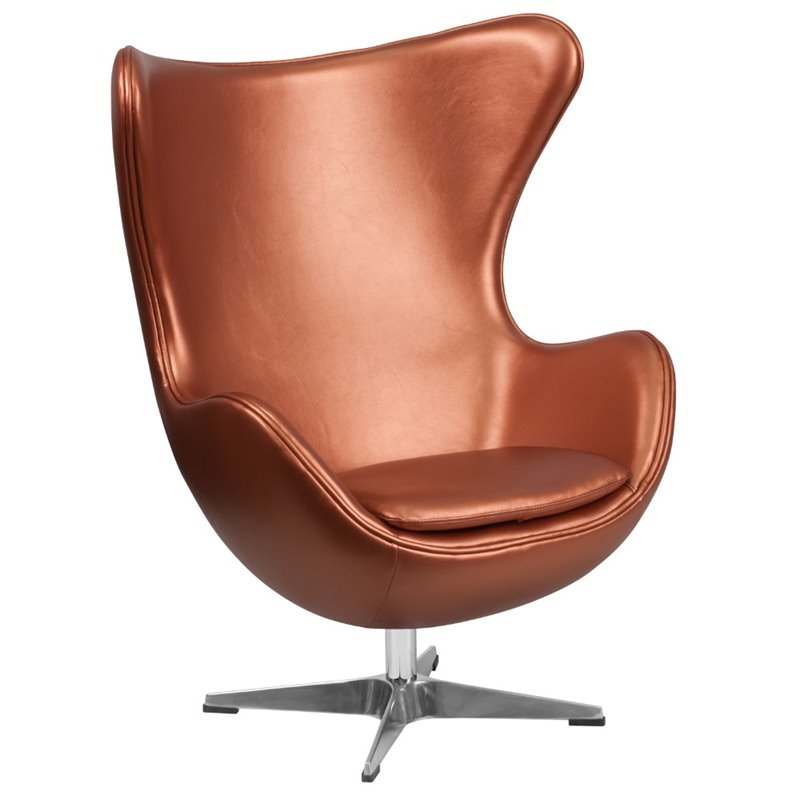 Flash Furniture Leather Swivel Tilt Lock Egg Chair in Copper