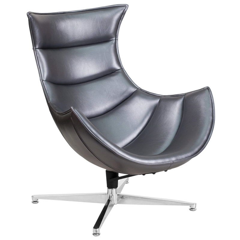 Flash Furniture Leather Cocoon Chair in Black