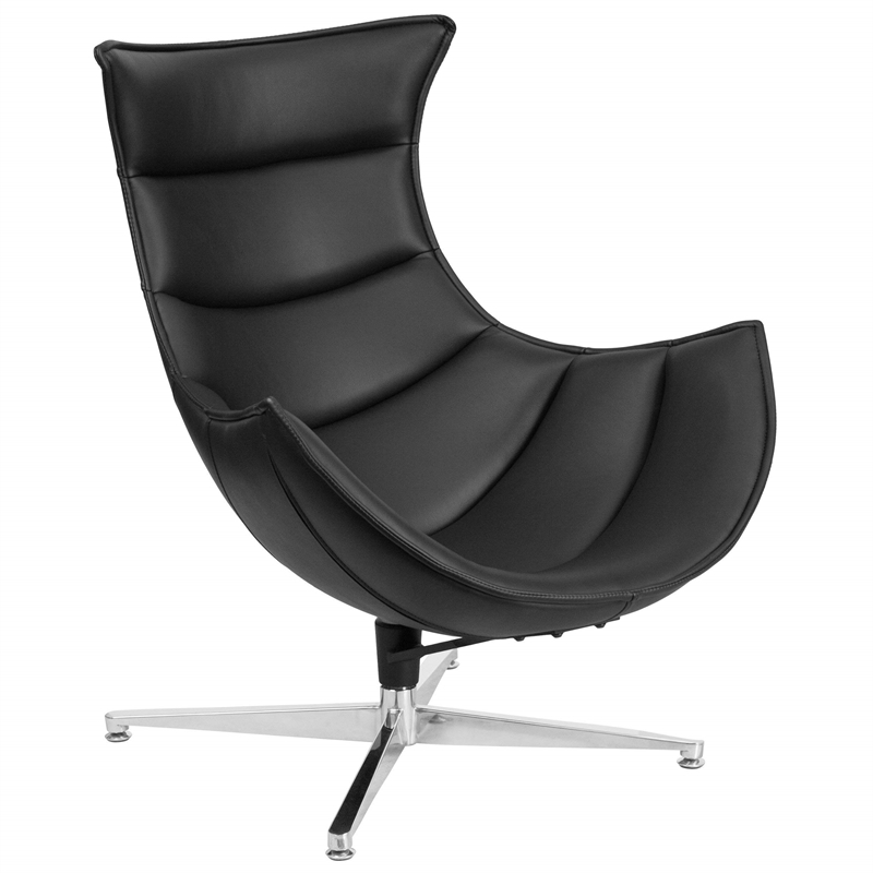 Flash Furniture Leather Cocoon Chair in Black