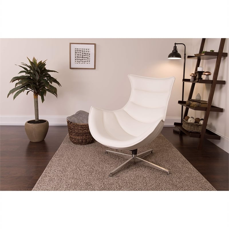 Flash Furniture Leather Cocoon Chair in White