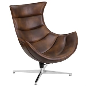 Flash Furniture Bomber Jacket Leather Cocoon Chair in Brown