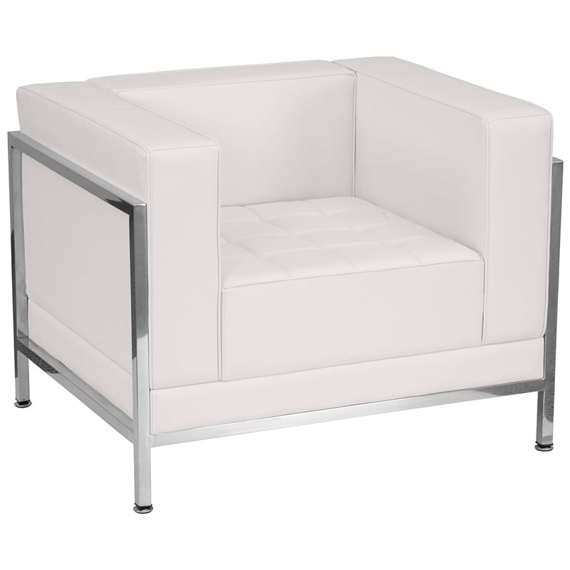 Flash Furniture Hercules Imagination Leather Tufted Reception Arm Chair in White