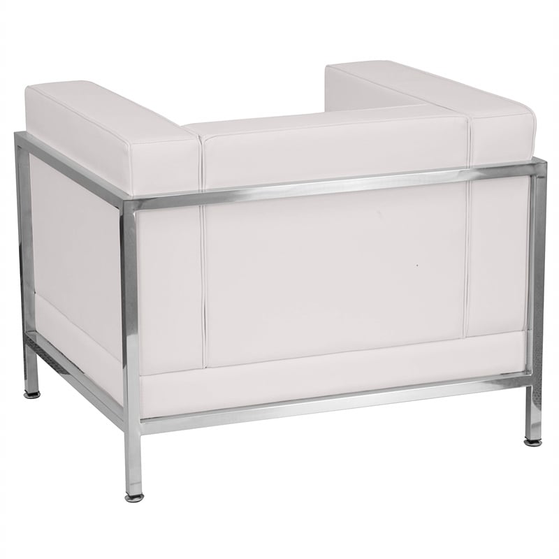 Flash Furniture Hercules Imagination Leather Tufted Reception Arm Chair in White