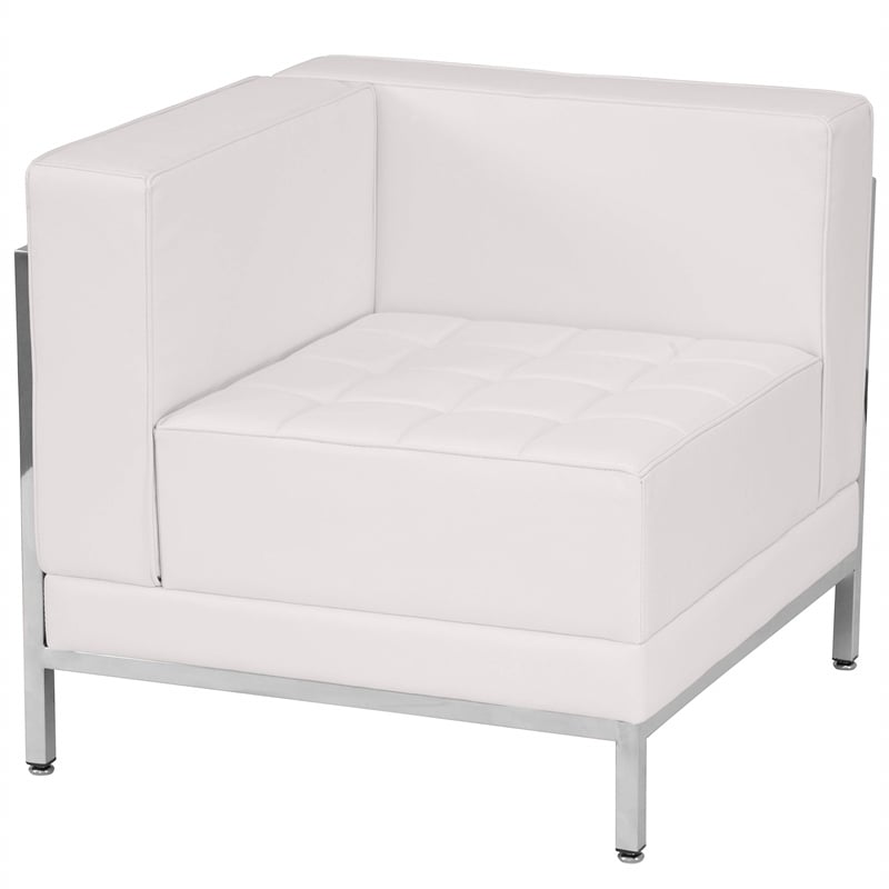 Flash Furniture Hercules Imagination Leather Tufted Left Corner Chair in White