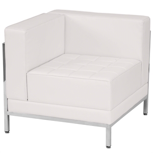 Flash Furniture Hercules Imagination Leather Tufted Left Corner Chair in White