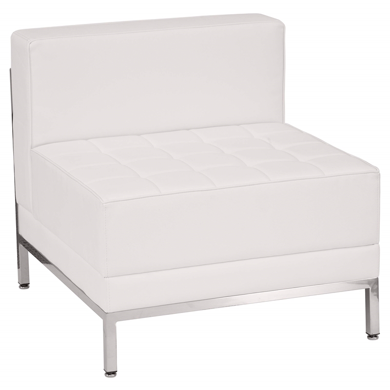 Flash Furniture Hercules Imagination Leather Tufted Armless Chair in White