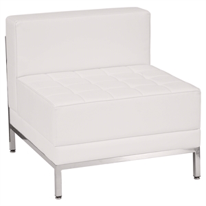 Flash Furniture Hercules Imagination Leather Tufted Armless Chair in White