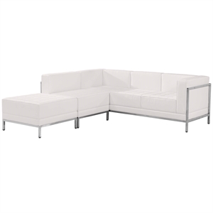Flash Furniture Imagination 3 Piece Leather Sectional Set in White