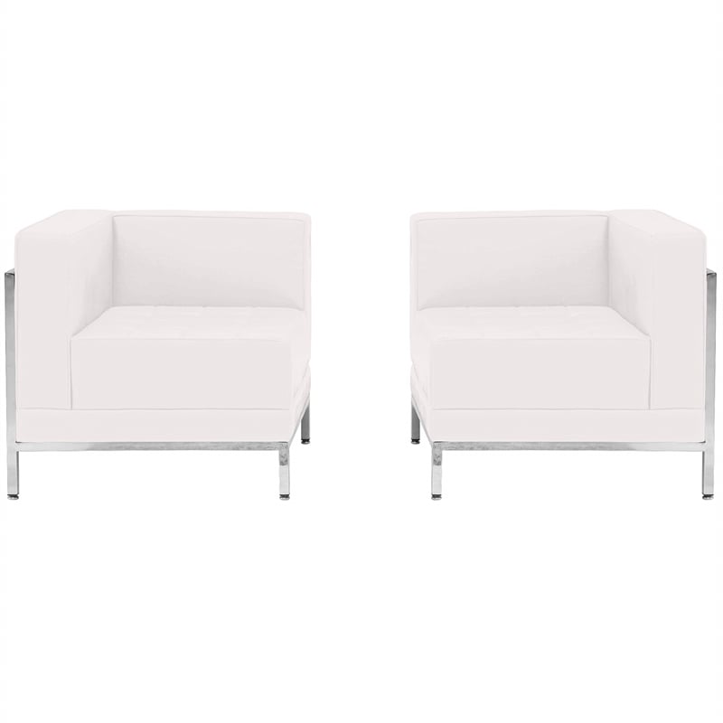 Flash Furniture 2 Piece Leather Reception Sofa Set in White