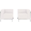 Flash Furniture 2 Piece Leather Reception Sofa Set in White