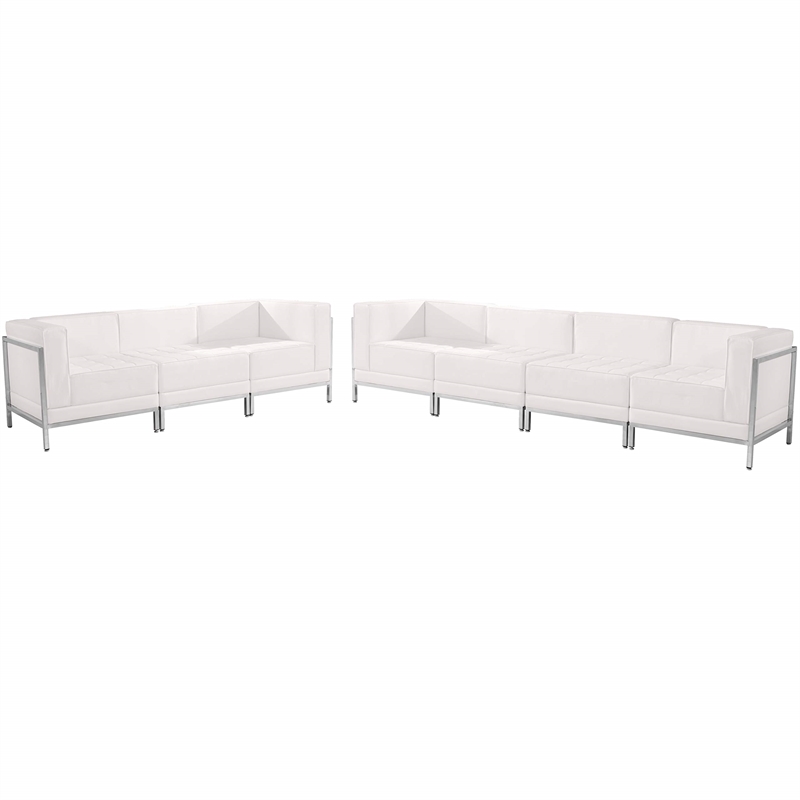 Flash Furniture Imagination 5 Pieces Leather Reception Sofa Set in White