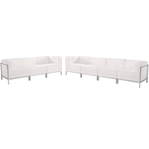 Flash Furniture Imagination 5 Pieces Leather Reception Sofa Set in White