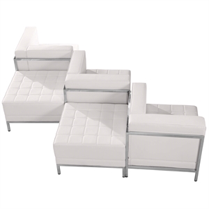 Flash Furniture Imagination 5-Pc Leather Upholstered Reception Sofa Set in White
