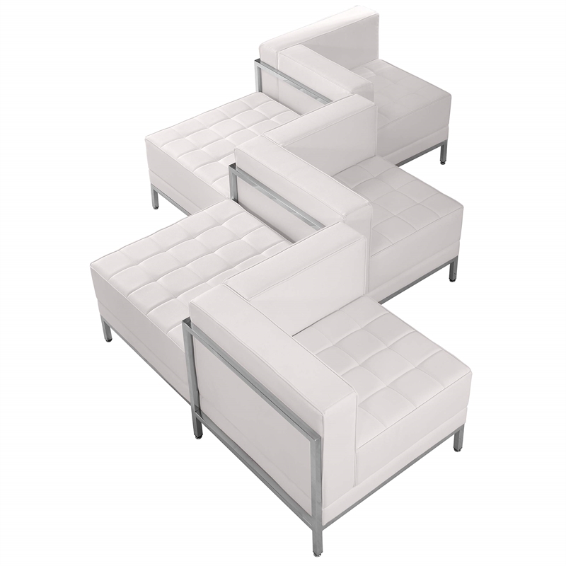 Flash Furniture Imagination 5-Pc Leather Upholstered Reception Sofa Set in White
