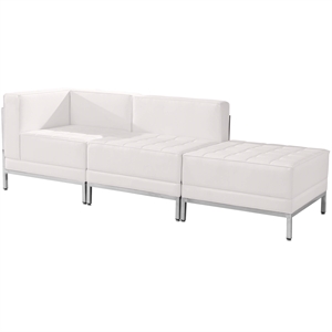 Flash Furniture 3 Piece Leather Reception Sofa Set in White