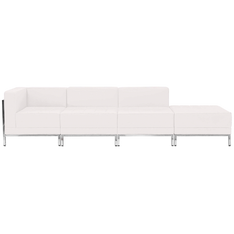 Flash Furniture 4 Piece Leather Reception Sofa Set in White