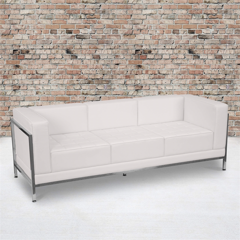 Flash Furniture Imagination Leather Reception Sofa in White