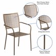 Flash Furniture Stackable Steel Square Back Patio Dining Side Chair in Gold