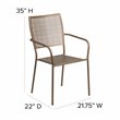 Flash Furniture Stackable Steel Square Back Patio Dining Side Chair in Gold