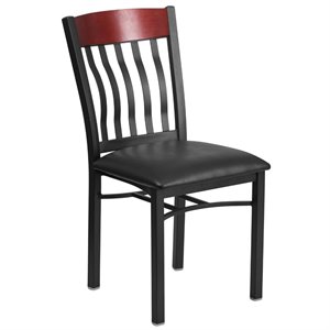 flash furniture eclipse traditional vertical slat metal restaurant dining side chair in black