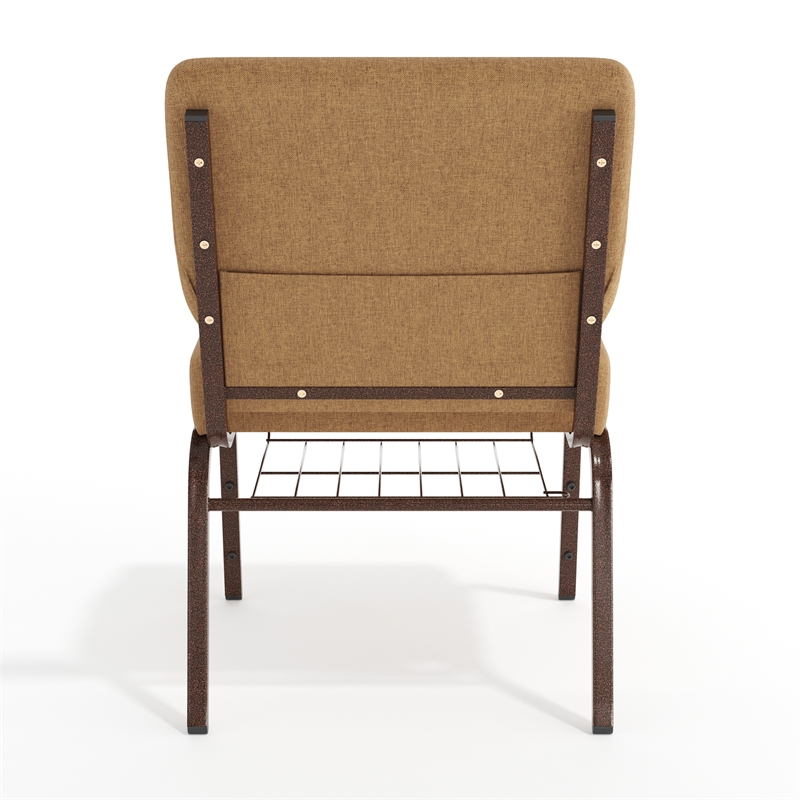 Flash Furniture Hercules Church Chair with Rack in Brown