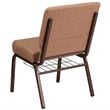 Flash Furniture Hercules Church Chair with Rack in Brown