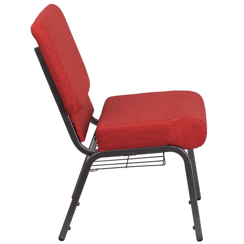 Flash Furniture Hercules Church Chair with Rack in Red