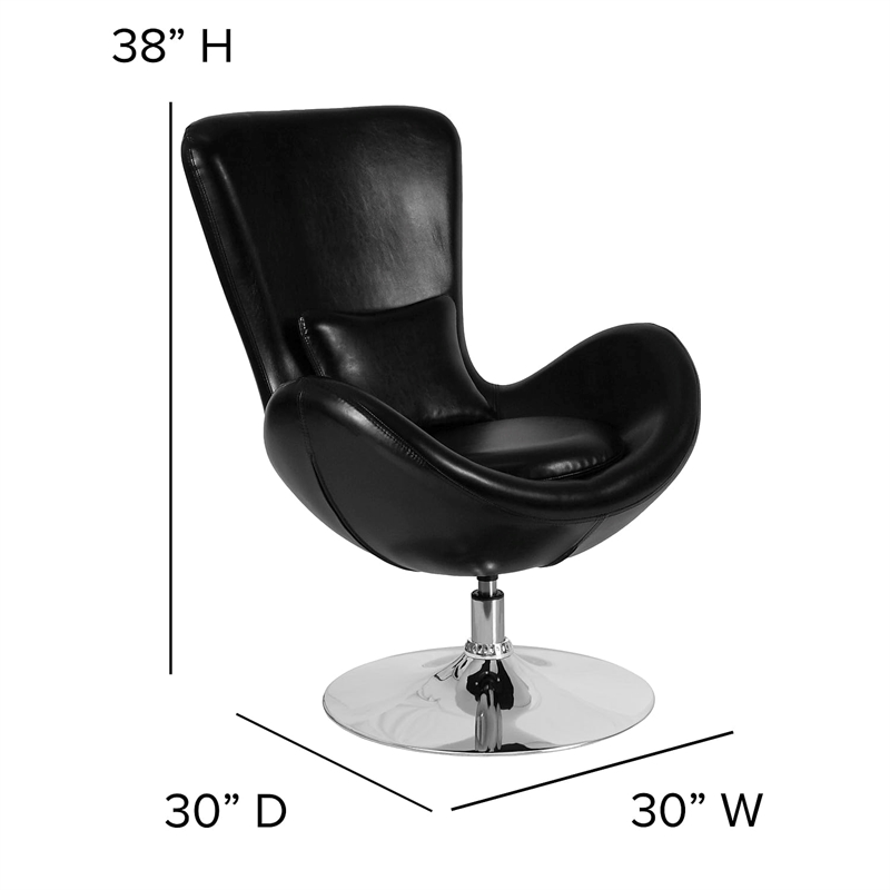 Flash Furniture Leather Egg Chair in Black