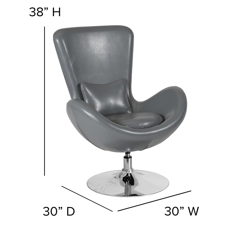 Flash Furniture Leather Egg Chair in Gray