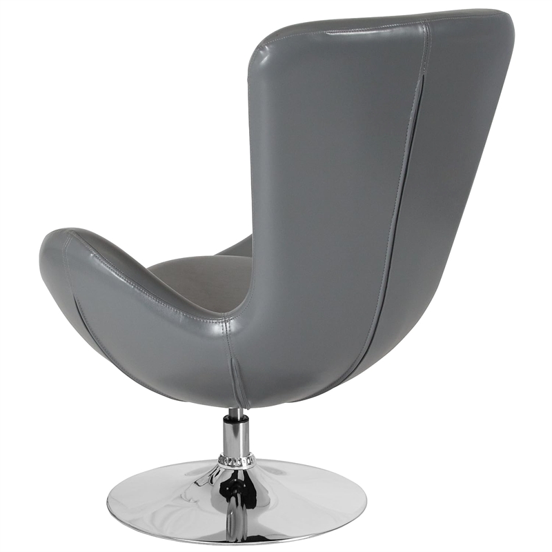 Flash Furniture Leather Egg Chair in Gray