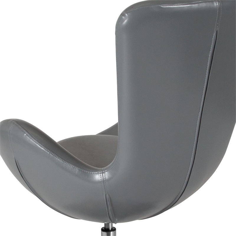 Flash Furniture Leather Egg Chair in Gray
