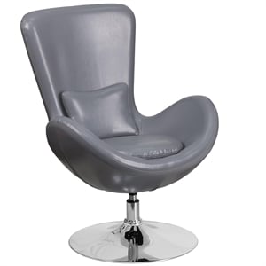 Flash Furniture Leather Egg Chair in Gray