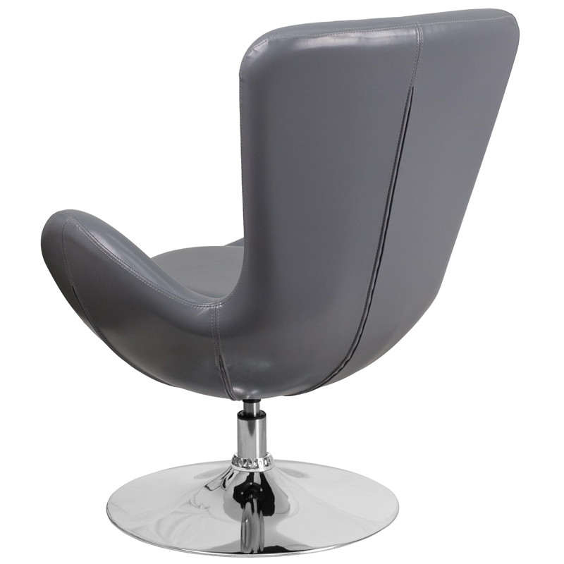 Flash Furniture Leather Egg Chair in Gray