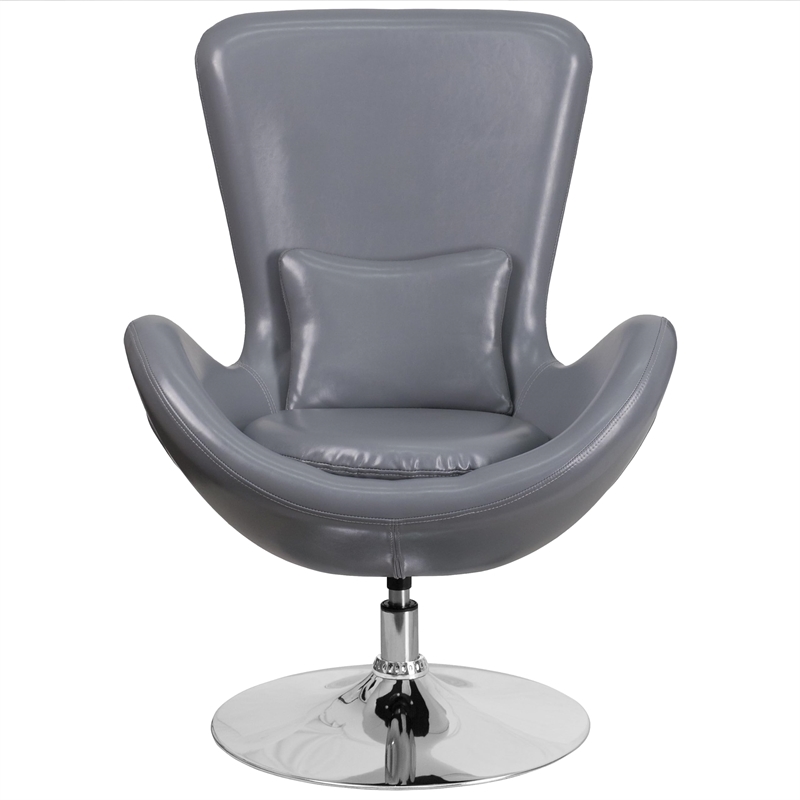 Flash Furniture Leather Egg Chair in Gray