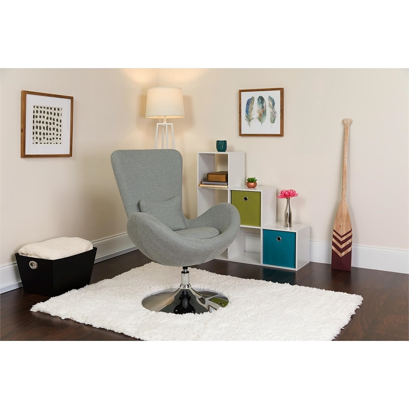Flash Furniture Egg Chair in Gray Fabric